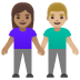 👩🏽‍🤝‍👨🏼 woman and man holding hands: medium skin tone, medium-light skin tone display on Google